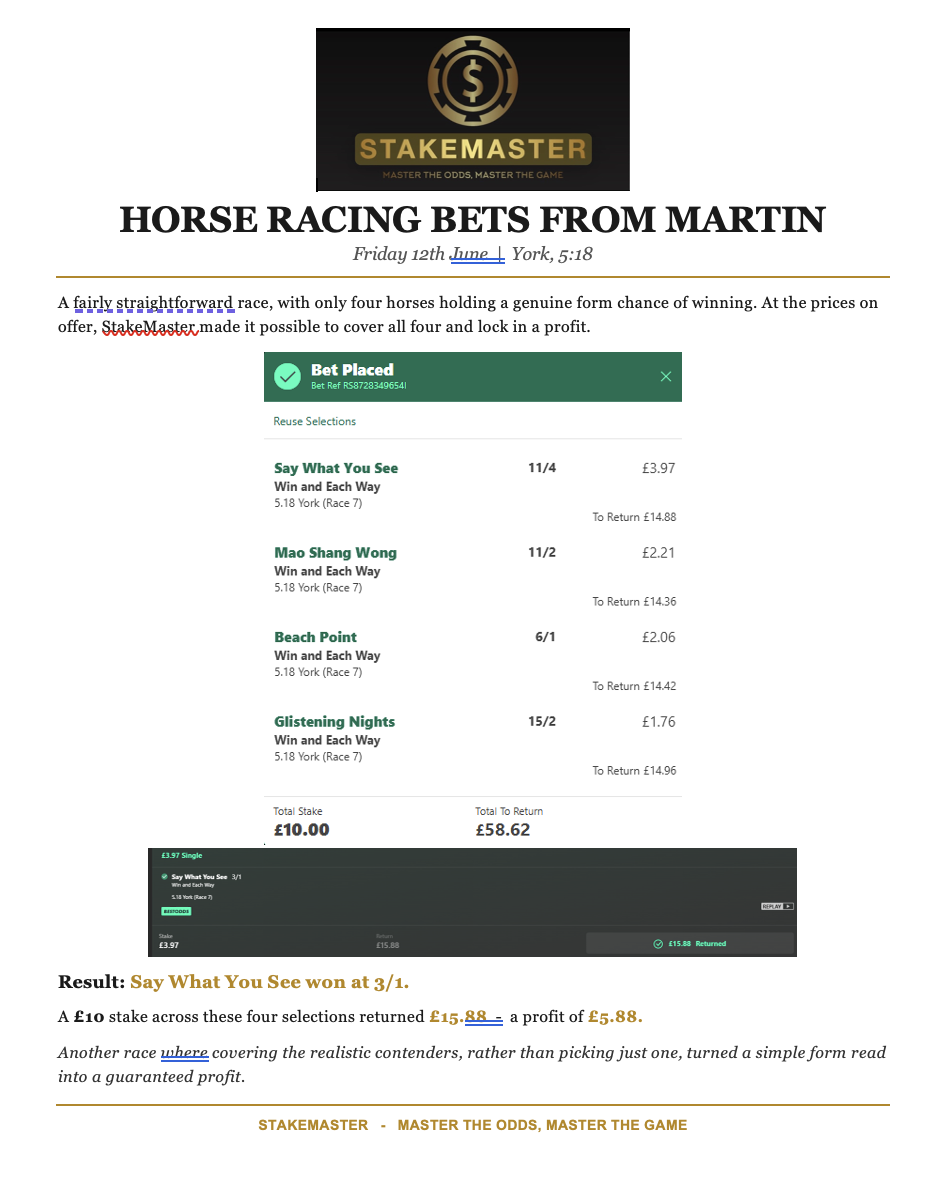 Horse Bet Example 5